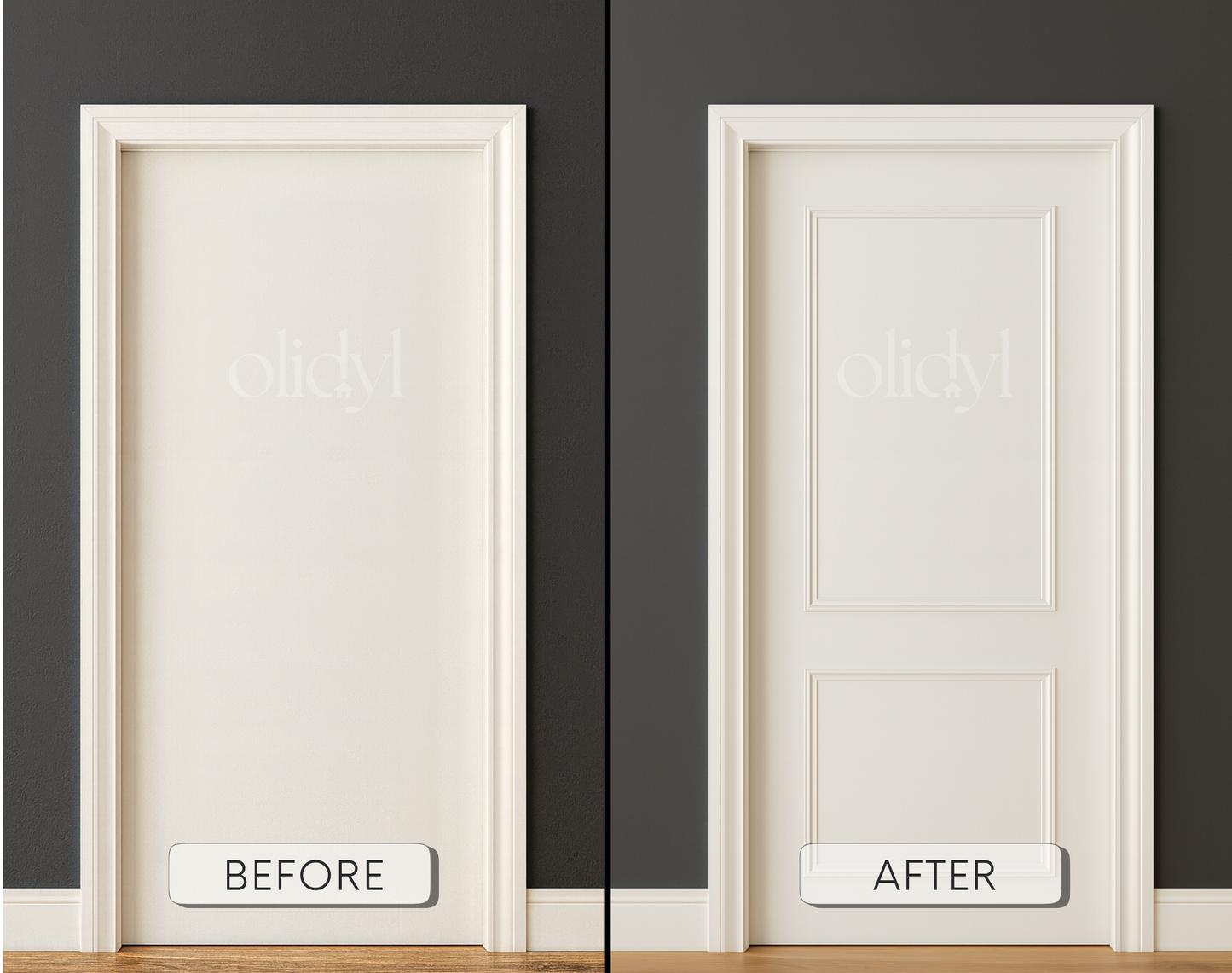 Door Molding Kit — 2-Tier Pre-Cut, Self-Adhering Wainscoting Trim