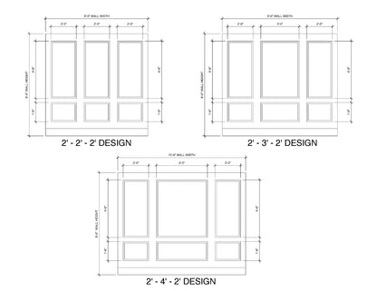 3-Panel Wall Molding Kit — Pre-Cut, Self-Adhering Picture Frame Wainscoting