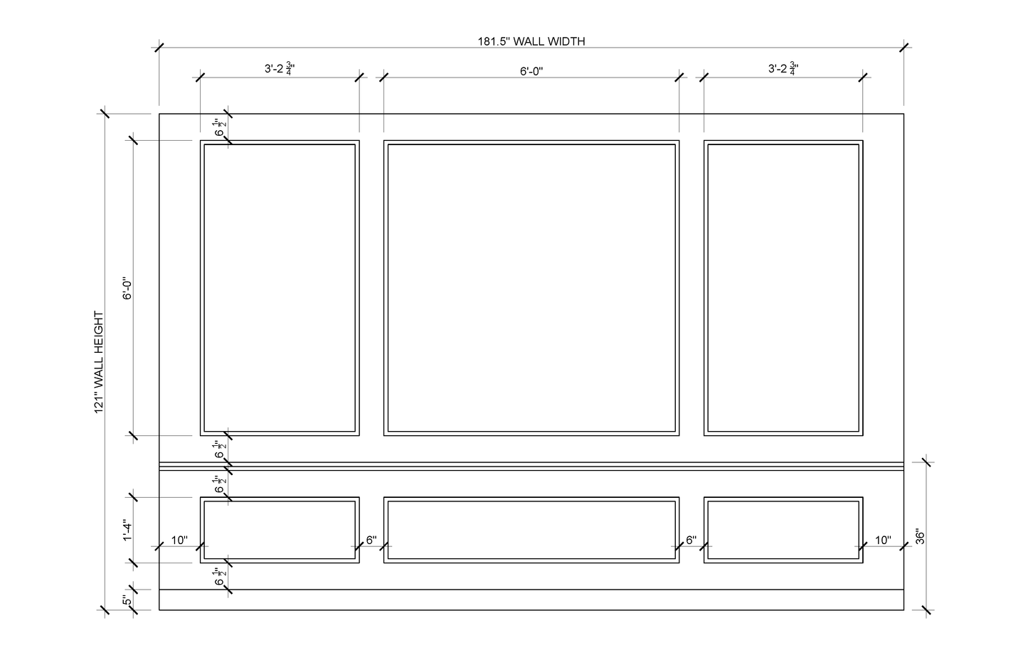 Wall Molding with Chair Rail Kit — Custom for Hilary
