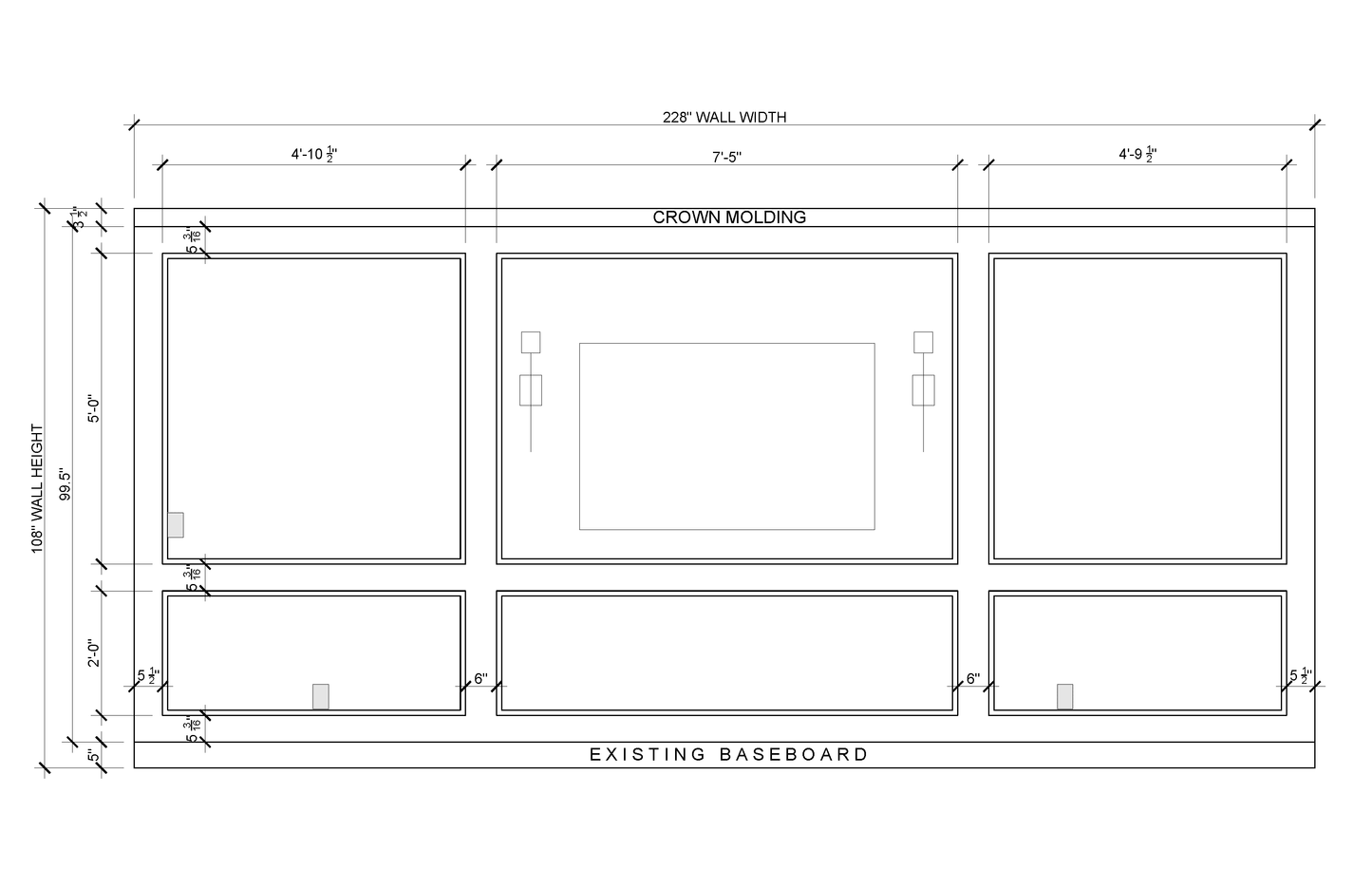 3-Panel Wall Molding Kit — Custom for Patrick
