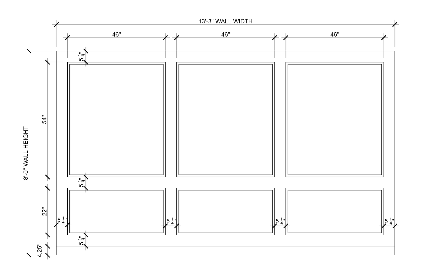 3-Panel Wall Molding Kit — Pre-Cut, Self-Adhering Picture Frame Wainscoting - Custom for Connor