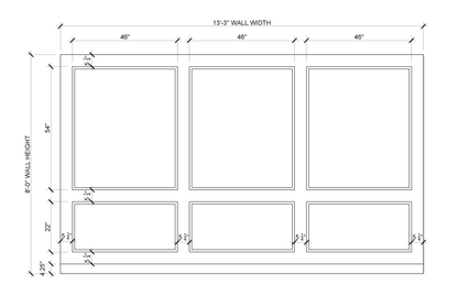 3-Panel Wall Molding Kit — Pre-Cut, Self-Adhering Picture Frame Wainscoting - Custom for Connor