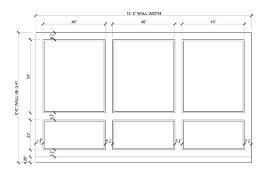 3-Panel Wall Molding Kit — Pre-Cut, Self-Adhering Picture Frame Wainscoting - Custom for Connor