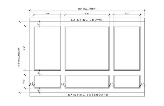 3-Panel Wall Molding Kit — Pre-Cut, Self-Adhering Picture Frame Wainscoting - Custom for Emily