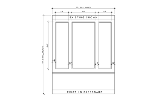 3-Panel Wall Molding Kit — Pre-Cut, Self-Adhering Picture Frame Wainscoting - Custom for Paula