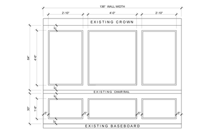 3-Panel Wall Molding Kit — Pre-Cut, Self-Adhering Picture Frame Wainscoting - Custom for Thomas
